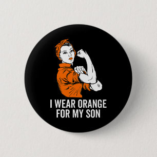 Ich trage Orange für meinen Sohn Leukämie Aufkläru Button