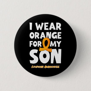 Ich trage Orange für meinen Sohn Leukämie Blutkreb Button