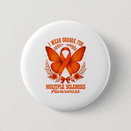 Ich trage Orange für Multiple Sklerose-Bewusstsein Button (Vorderseite)