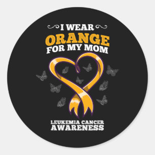 Ich trage Orange Mama Leukämie Krebsbewusstsein Bl Runder Aufkleber