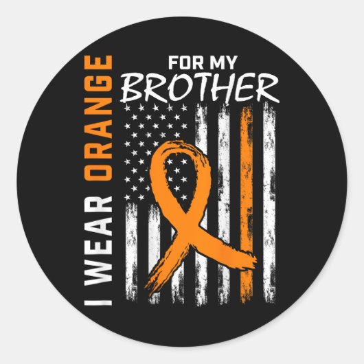 Ich trage Orange Ribbon Brother Leukemia Awareness Runder Aufkleber (Vorderseite)