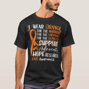 Ich trage Orange Ribbon Butterfly Support ADHD Awa T-Shirt