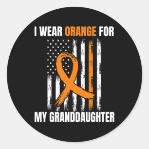 Ich trage Orangefarbene Leukämie Awareness Ame Runder Aufkleber