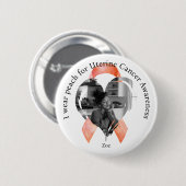 Ich trage Pfirsich für das Bewusstsein für Gebärmu Button (Vorne & Hinten)