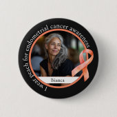 Ich trage Pfirsich für Endometriumkrebs-Bewusstsei Button (Vorderseite)