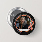 Ich trage Pfirsich für Endometriumkrebs-Bewusstsei Button (Vorne & Hinten)