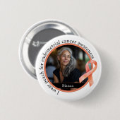Ich trage Pfirsich für Endometriumkrebs-Bewusstsei Button (Vorne & Hinten)