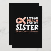 Ich trage Pfirsich für meine Schwester Uteruskrebs Save The Date (Vorne/Hinten)
