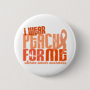 Ich trage Pfirsich für mich uteriner Krebs 6,4 Button