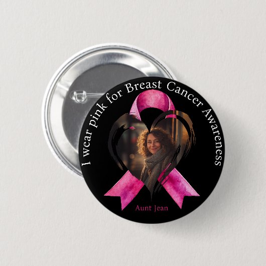 Ich trage Pink für das Foto zur Sensibilisierung f Button (Vorne & Hinten)