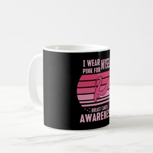 Ich trage Pink für das Selbstbewusstsein von Brust Kaffeetasse (Vorderseite Links)
