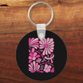 Ich trage Pink für meine Mama Brustkrebs Boho Blüt Schlüsselanhänger (Vorderseite)