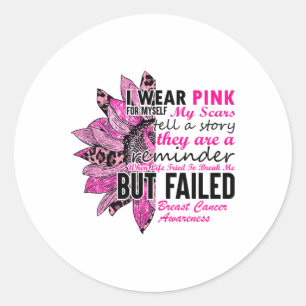 Ich trage Pink für mich selbst, meine Narben Brust Runder Aufkleber