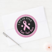 Ich trage pinkfarbenen Brustkrebs-Bewusstseinsbild Runder Aufkleber (Umschlag)