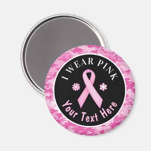 Ich trage pinkfarbenes Brustkrebs-Bewusstsein Camo Magnet (Vorderseite/Rückseite)