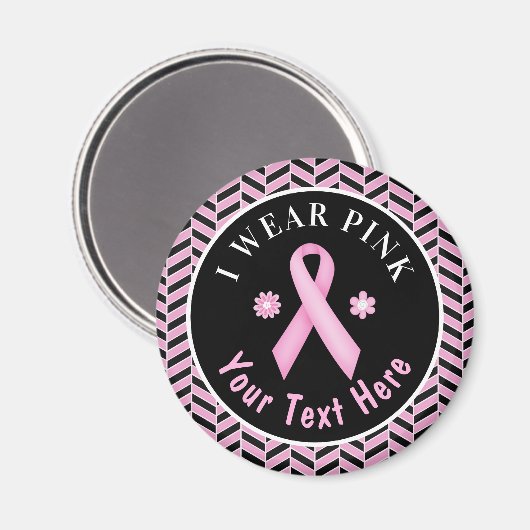 Ich trage pinkfarbenes Brustkrebs-Bewusstsein Herr Magnet (Vorderseite/Rückseite)