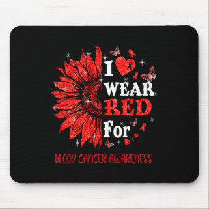 Ich trage Red Twinkle Heart Sunflower Blood Cancer Mousepad