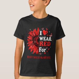 Ich trage Red Twinkle Heart Sunflower Blood Cancer T-Shirt