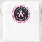 Ich trage rosa Brustkrebs-Bewusstsein Herz Classic Runder Aufkleber (Tasche)