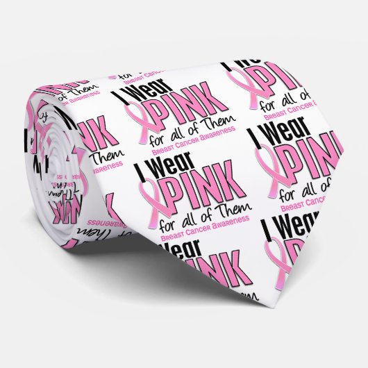 Ich trage Rosa für alle 10 Brustkrebs Krawatte (Gerollt)