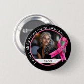 Ich trage Rosa für Brustkrebs-Bewusstsein Button (Vorne & Hinten)