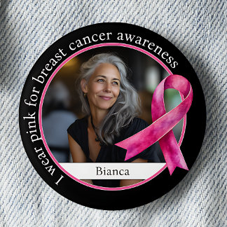 Ich trage Rosa für Brustkrebs-Bewusstsein Button