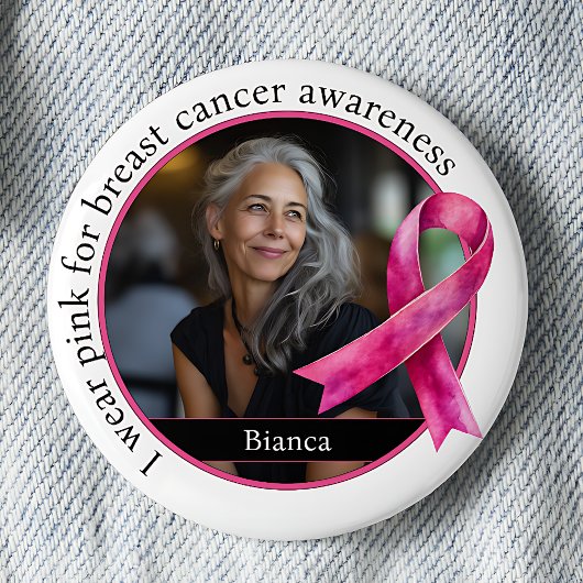 Ich trage Rosa für das Brustkrebsbewusstsein Button
