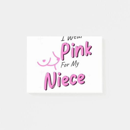 Ich trage Rosa für mein Nichte Post-it Klebezettel (Vorderseite)