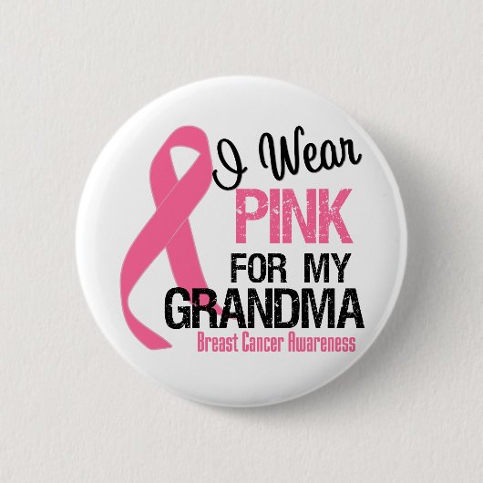 Ich trage Rosa für mein Oma Button (Vorderseite)