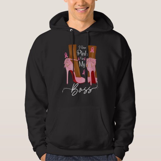 Ich trage Rosa für meine Boss Ribbon Melanin Black Hoodie (Vorderseite)