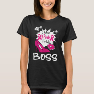 Ich trage Rosa für meine Boss Ribbon Melanin Schwa T-Shirt