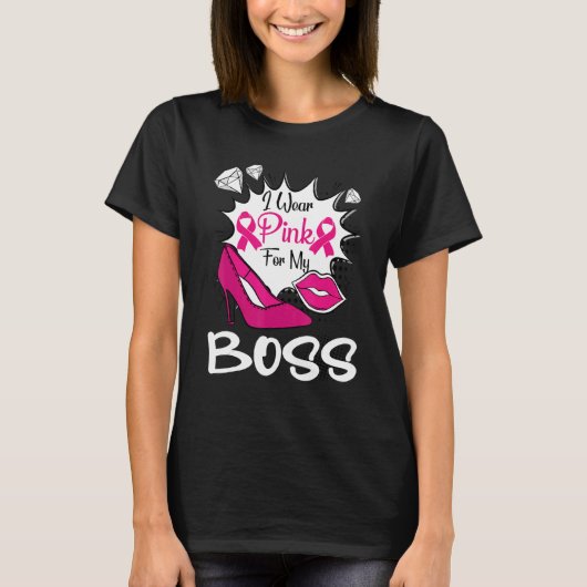Ich trage Rosa für meine Boss Ribbon Melanin Schwa T-Shirt (Vorderseite)