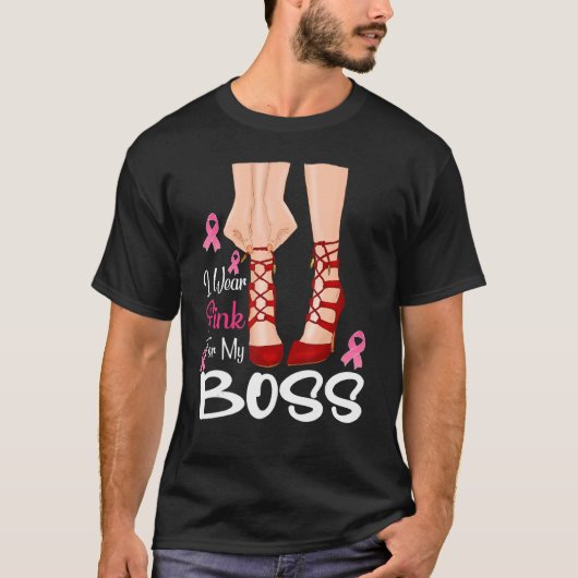 Ich trage Rosa für meine Boss Ribbon Melanin Schwa T-Shirt (Vorderseite)