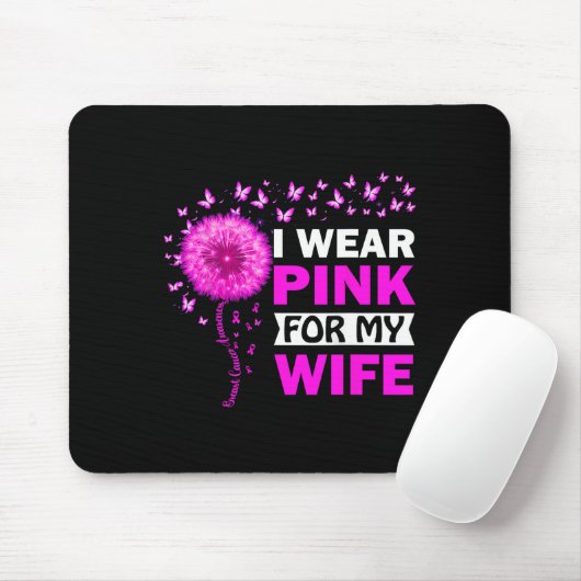 Ich trage Rosa für meine Ehefrau Brustkrebs-Bewuss Mousepad (Mit Mouse)