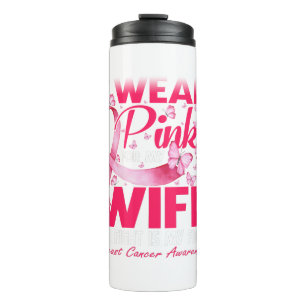 Ich trage Rosa für meine Ehefrau Brustkrebs-Bewuss Thermosbecher