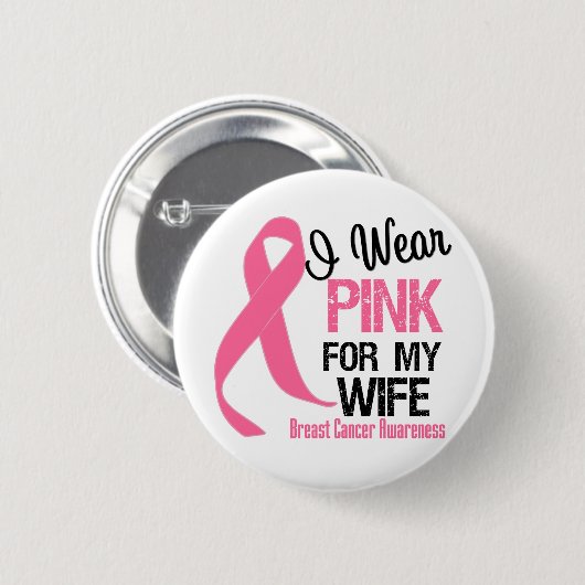 Ich trage Rosa für meine Ehefrau Button (Vorne & Hinten)