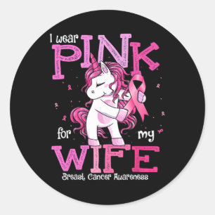 Ich trage Rosa für meine Ehefrau Shirt Brustkrebs Runder Aufkleber