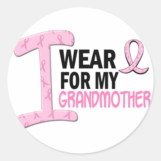 Ich trage Rosa für meine Großmutter 21 BRUSTKREBS Runder Aufkleber (Vorderseite)