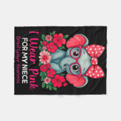 Ich trage Rosa für meine Nichte Elefanten Brustkre Fleecedecke (Vorderseite (Horizontal))