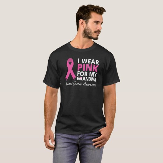 Ich trage Rosa für meine Oma Ribbon Familie Liebe  T-Shirt (Vorne ganz)