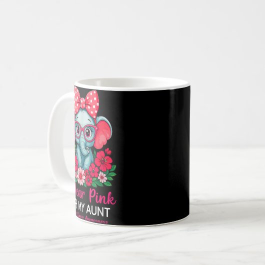 Ich trage Rosa für meine Tante Elefant Brustkrebs Kaffeetasse (Vorderseite Links)
