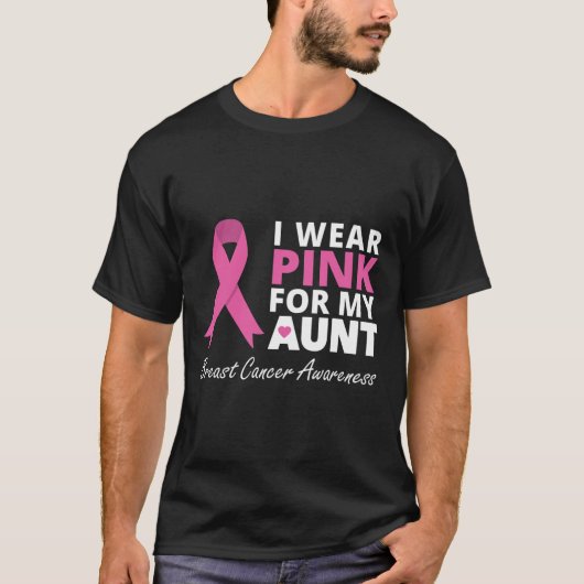 Ich trage Rosa für meine Tante Ribbon Familie Lieb T-Shirt (Vorderseite)