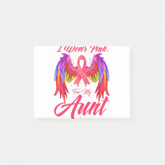 Ich trage Rosa für meine Tante Wings Brustkrebs Post-it Klebezettel (Vorderseite)