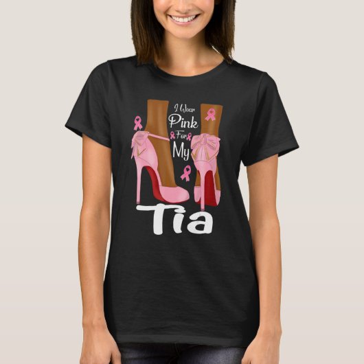 Ich trage Rosa für meine Tia Tante Ribbon Melanin T-Shirt (Vorderseite)