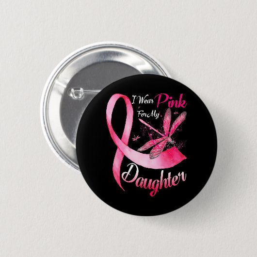 Ich trage Rosa für meine Tochter-Drachenfliegenbrü Button (Vorne & Hinten)