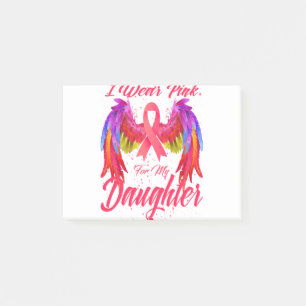 Ich trage Rosa für meine Tochter Flügel Brustkrebs Post-it Klebezettel