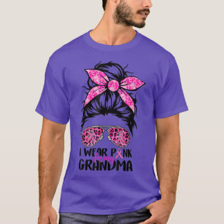 Ich trage Rosa für meinen Oma-Messy-Bun-Brustkrebs T-Shirt