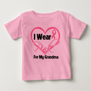 Ich trage rosa Herz-Band-Großmutter-Brustkrebs Baby T-shirt