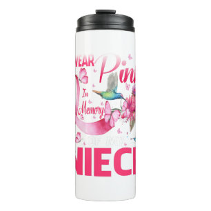 Ich trage Rosa in Erinnerung an meine Nichte Hummi Thermosbecher
