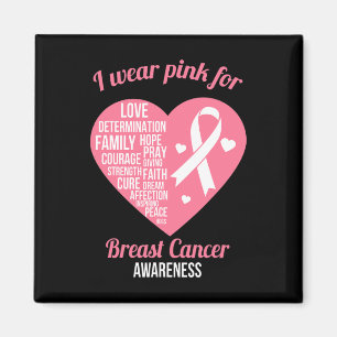 Ich trage rosa Ribbon Herz Coole Brustkrebs Awaren Magnet